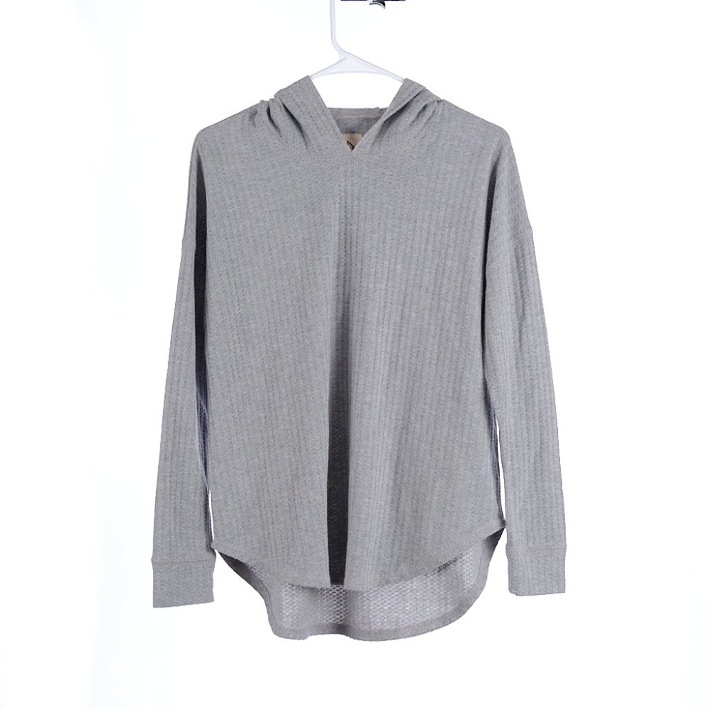 Chaser Gray Waffle Knit Long Sleeve with Hood Small